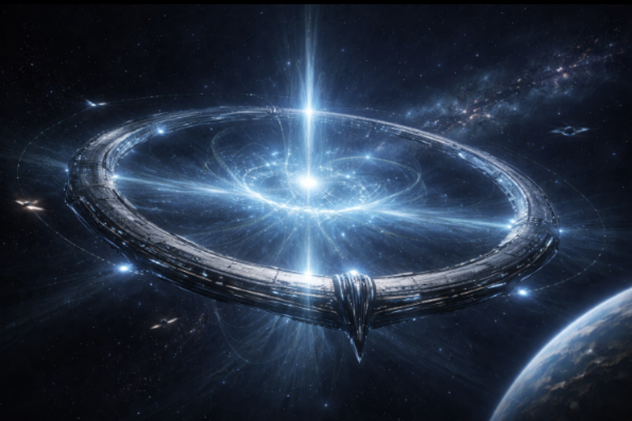 Vue d'un relais subspatial de transmission et de communication, une technologie d'Antarès mais utile pour toutes les civilisations modernes de la galaxie