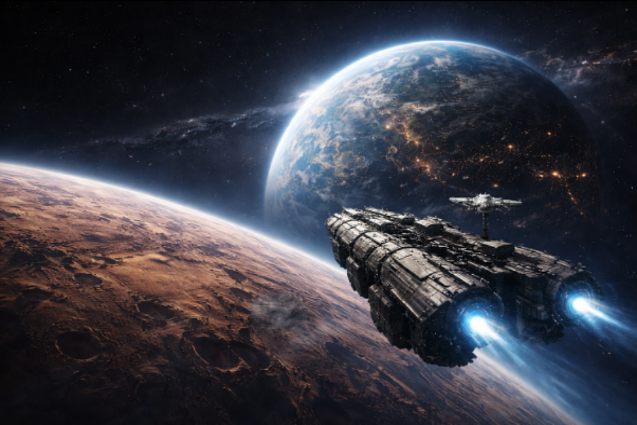 Le vaisseau « scientifique » de la civilisation Aldébaran, en approche de la terre